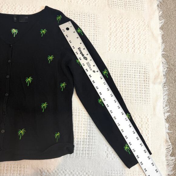 Etoile large embroidered palm tree cardigan sweater top SP 2758 - Picture 7 of 10